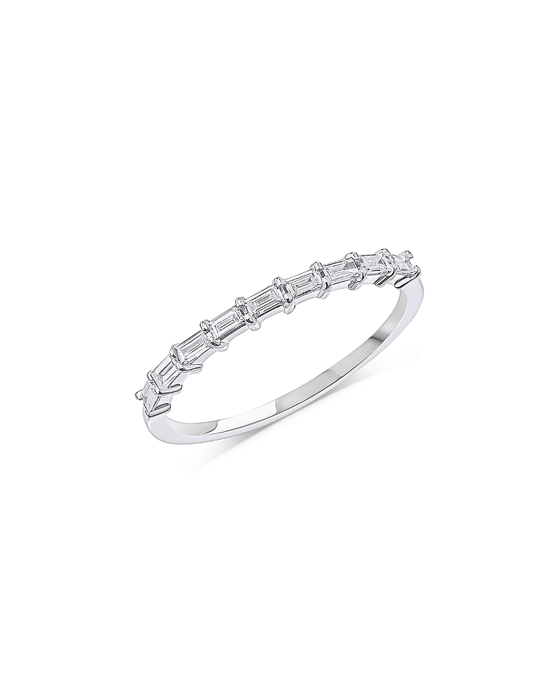 Lana Jewelry 14k White Gold Diamond Baguette Stack Ring In Metallic