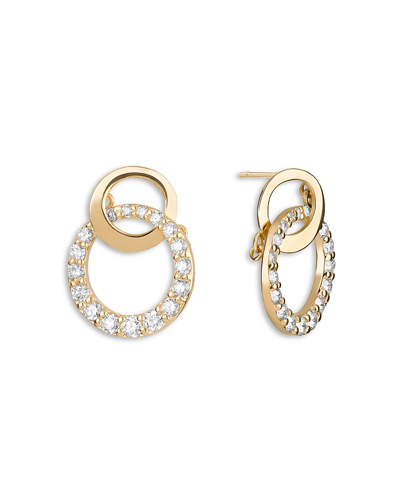 Lana Jewelry Diamond Double Circle Drop Earrings in 14K Yellow Gold, 0.57 tcw