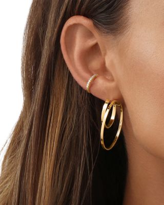 Diamond Ear Cuff in 14K Yellow or White Gold, 0.1 tcw