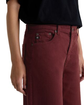 Saige Mid Rise Wide Leg Jeans in Cranberry