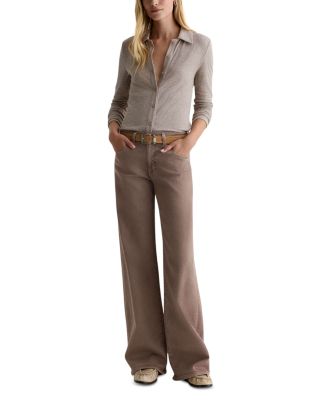 Adria Low Rise Wide Leg Jeans in Sulfur Taupe Gray
