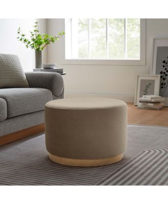 Tilden Large 23" Round Performance Velvet Upholstered Ottoman