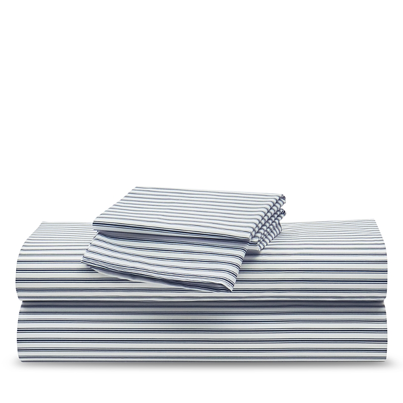 Petite Plume Ticking Sheet Set, Twin In Blue