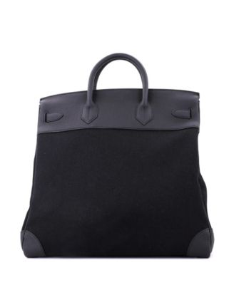 HAC 40 Handbag Toile and Black Togo with Palladium Hardware