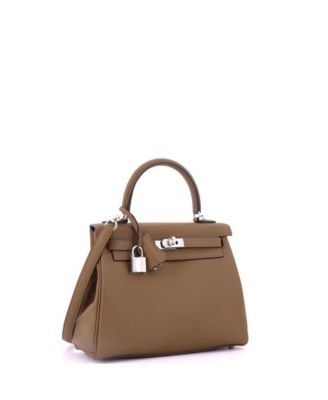 Kelly 25 Handbag Verso Swift with Palladium Hardware
