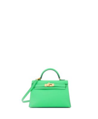 Kelly 20 Handbag Green Chevre Mysore with Gold Hardware