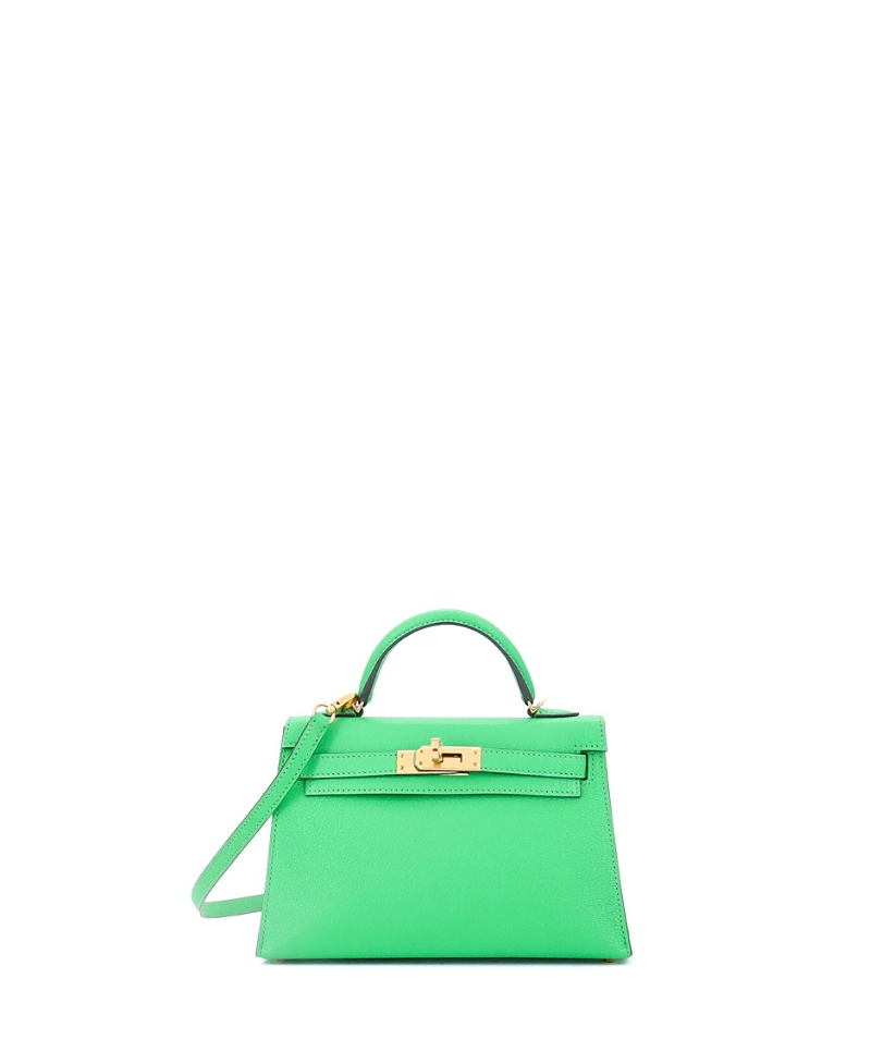 Pre-owned Pre-owned Hermes  Hermes Kelly 20 Handbag Green Chevre Mysore With Gold Hardware