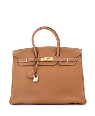 Birkin 35 Handbag Brown Clemence with Gold Hardware