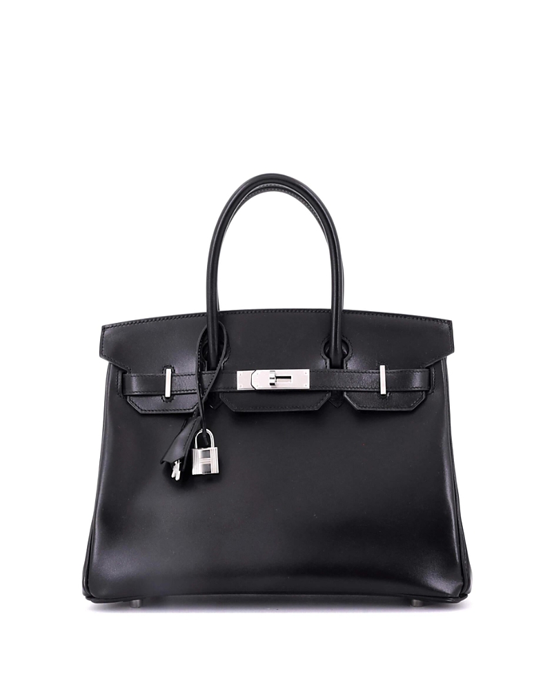 PRE-OWNED HERMES Pre-owned  Hermes Birkin 30 Handbag Black Box Calf With Palladium Hardware