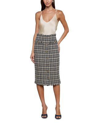 Jia Crop Jacket & Tai Metallic Plaid Button Front Midi Skirt