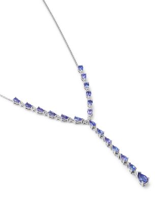 Tanzanite & Diamond Lariat Necklace in 14K White Gold
