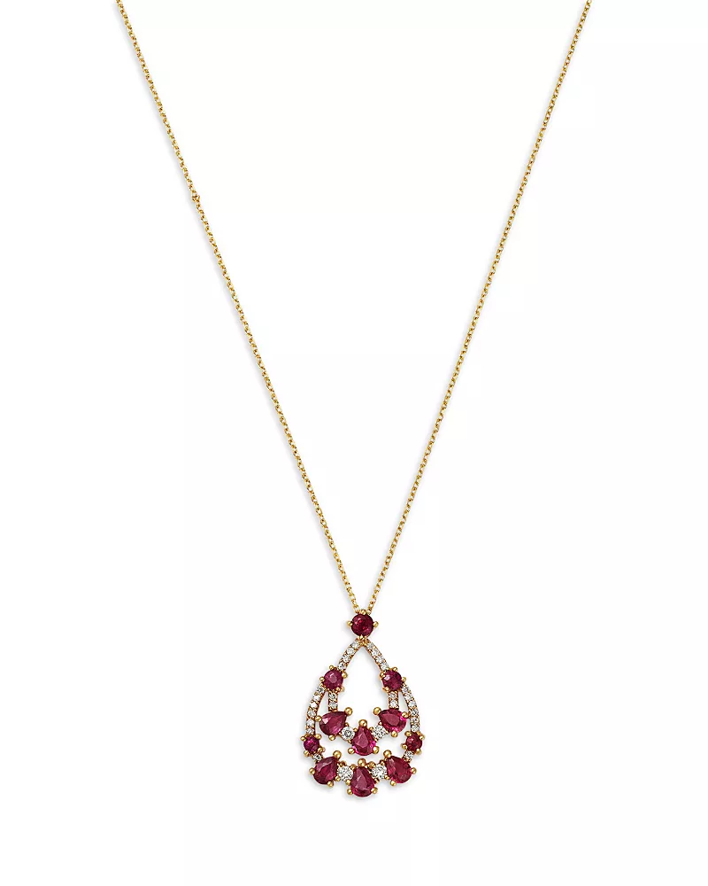 Bloomingdale's Fine Collection Ruby & Diamond Pendant Necklace in 14K Yellow Gold