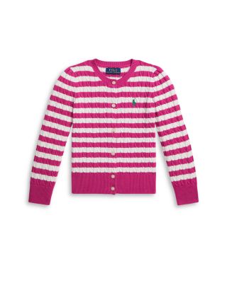 Girls' Striped Mini Cable Cotton Cardigan - Big Kid, Little Kid