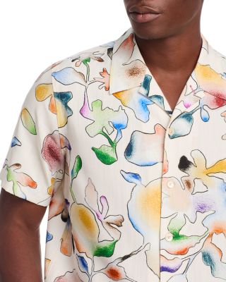 Floral Print Short Sleeved Casual Fit Button Down Shirt