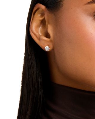 Certified Lab Grown Diamond Tulip Setting Stud Earrings in 18K Yellow Gold, 2.0 tcw