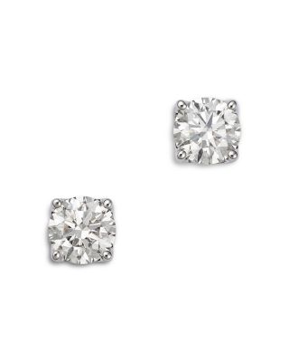 Certified Lab Grown Diamond Stud Earrings in 18K White Gold, 3.0 tcw