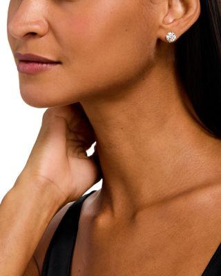 Certified Lab Grown Diamond Stud Earrings in 18K White Gold, 4.0 tcw