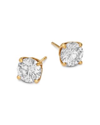Certified Lab Grown Diamond Tulip Setting Stud Earrings in 18K Yellow Gold, 3.0 tcw