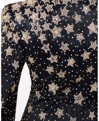 Madrigal Star-embellished Long-sleeve Maxi Dress