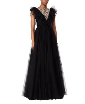 Foxglove Embellished Ruffled-tulle Maxi Dress