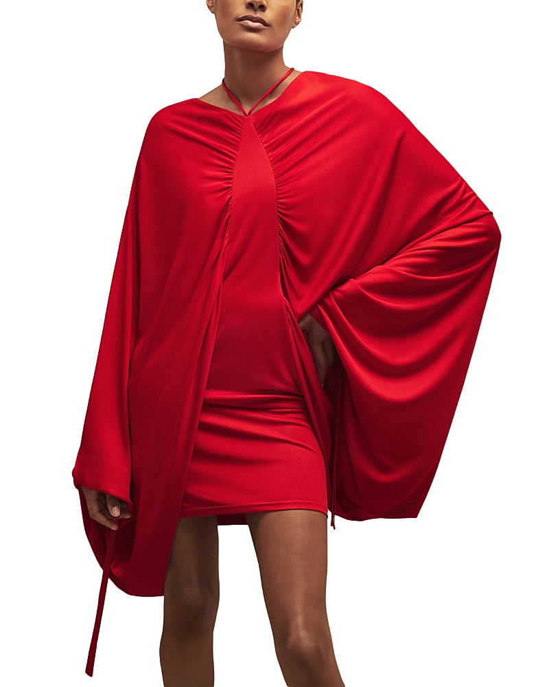 Reiss Jete Batwing Jersey Mini Dress In Red