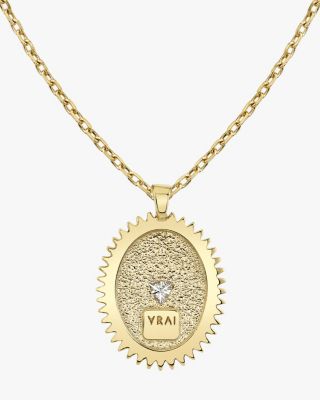Inner Fire Medallion in 14K Yellow Gold, 0.11ctw Trillion Lab Grown Diamond, 16-18"