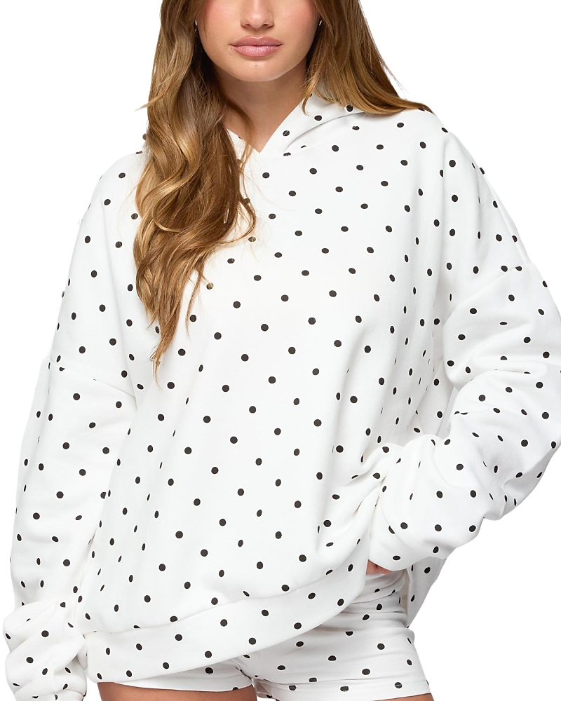 Edikted Chelsie Polka Dot Cotton Blend Hoodie In White