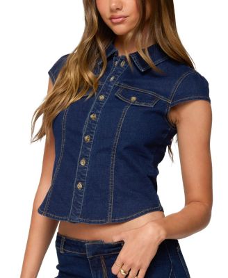Contrast Stitch Button Up Denim Shirt