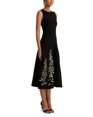 Embroidered Feather Jacquard Dress