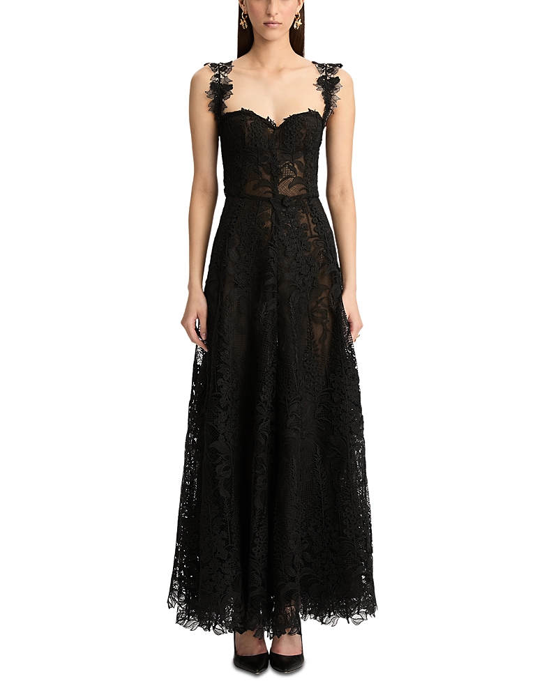 Oscar De La Renta Foxglove Lace Dress In Black