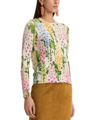 Printed Foxgloves Long Sleeve Cardigan