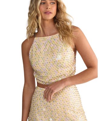 Studded Sequin Beaded Mini Skirt