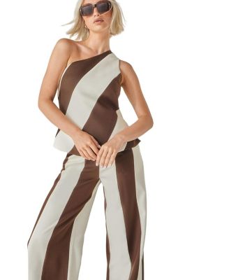 Stripe Tailored One Shoulder Top