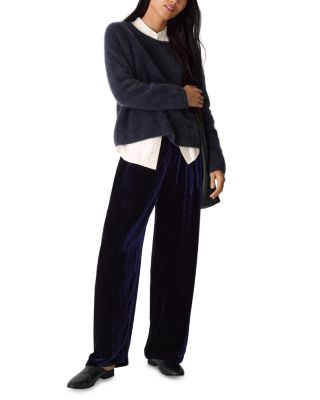 Velvet Straight Ankle Pleated Pants