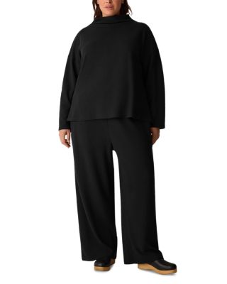 Waffle Double Knit Wide Ankle Pants with Drawstring