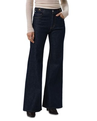 Kimberly Horsebit High Rise Flare Jeans in Helia