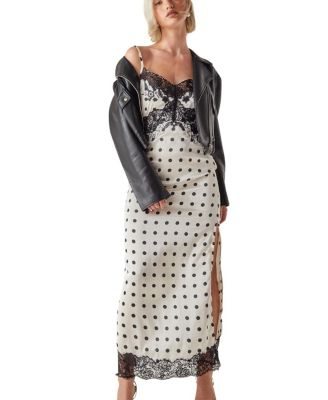 Satin Lace Trim Maxi Dress