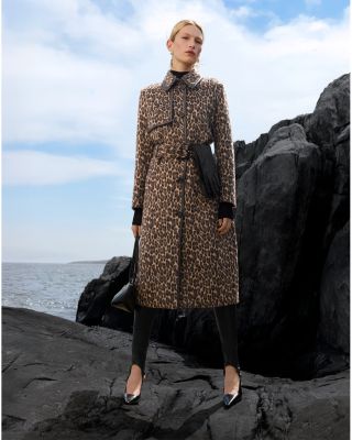 Zeva-A Long Wool Coat With Leather Trim