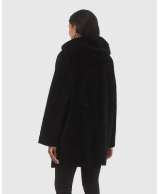 Reversible Textured Shearling Parka Coat