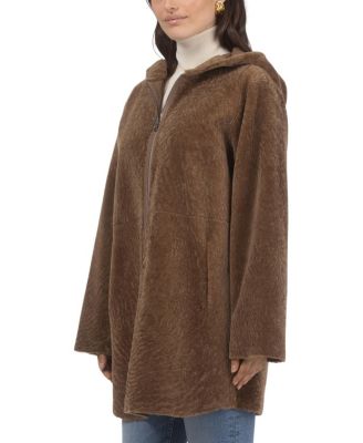 Reversible Textured Shearling Parka Coat