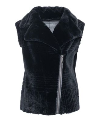  Shearling Lamb Zip Vest with Grooved Pattern