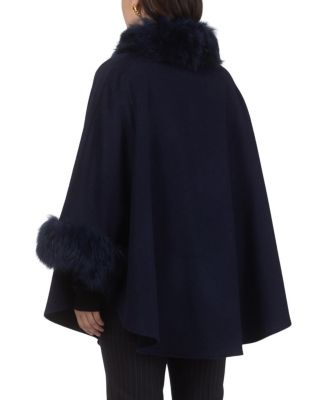 Cashmere & Wool Cape With Lamb Trim