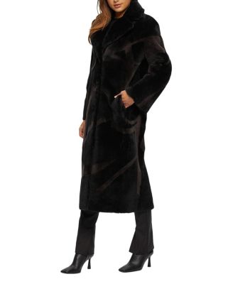 Merino Shearling Coat with Intarsia