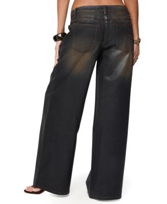  Oversized Mud Wash Low Rise Black Wash Jeans