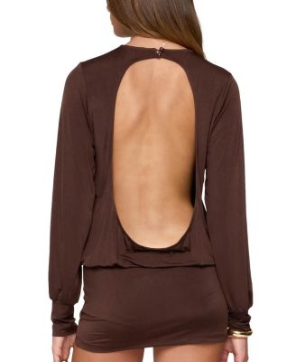  Guilia Backless Long Sleeve Romper