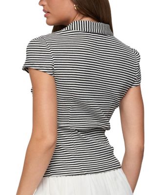  Beau Striped Ribbed Button Up Top
