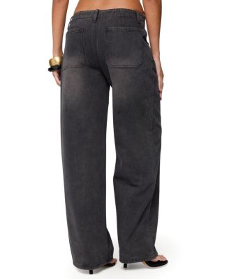  Aliyah Zip Low Rise Black Wash Jeans