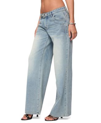  Celia Grommet Washed Low Rise Light Rinse Wash Jeans