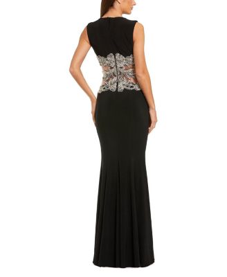  Jersey Sleeveless with Beaded Waist Detail Gown