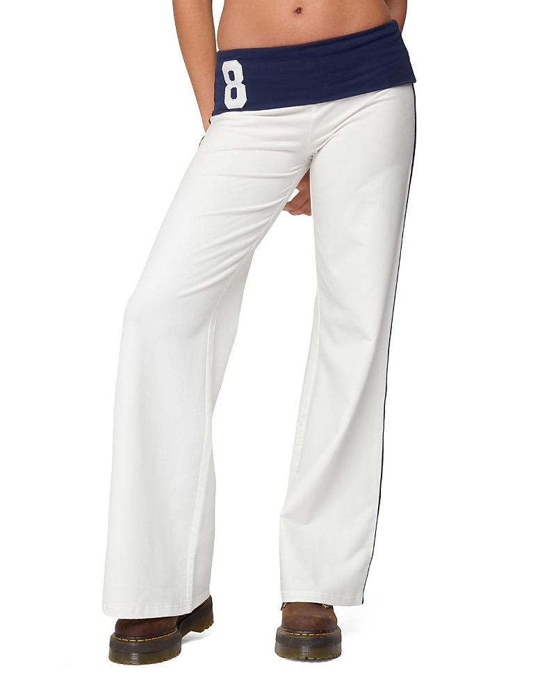 Edikted 8 Contrast Fold Over Wide Leg Pants